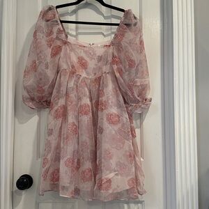 Storia Pink Floral Sheer Dress